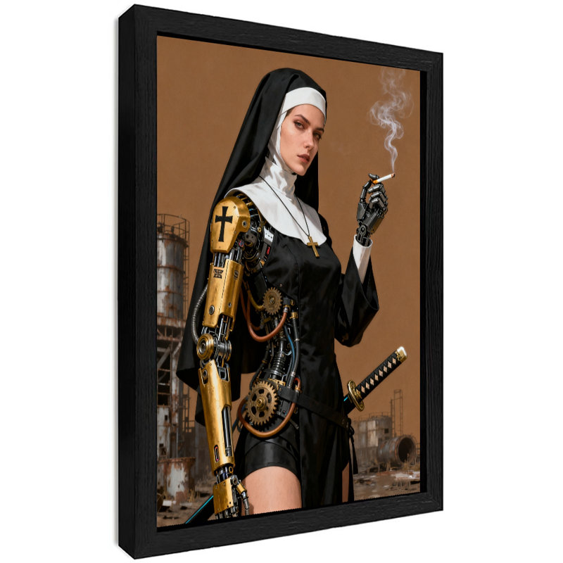 Reproduction d'art encadré noir rétro, 11" H x 9" W