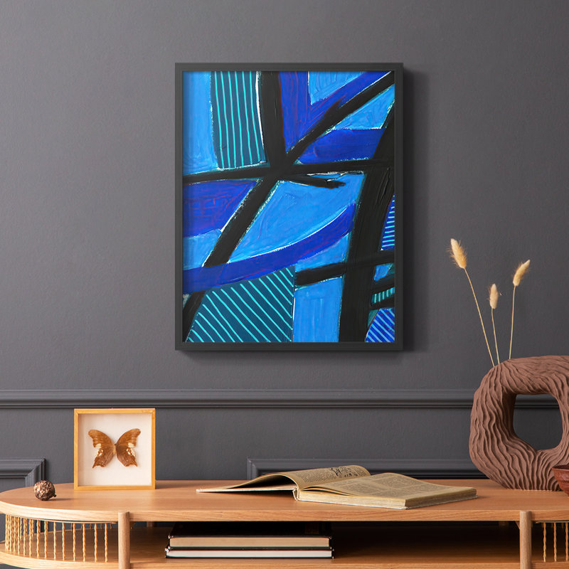 Impression sur toile «Invontract Blues II» - bois massif, Noir, H 20 po x l 16 po