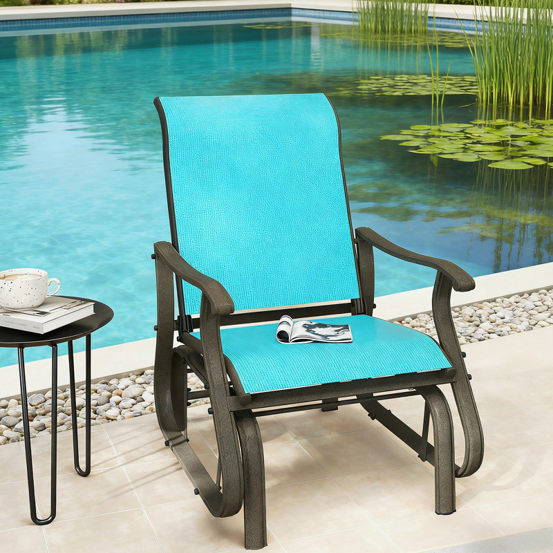 Garden Glider Swing Chair,Outdoor Glider Chair, Blue