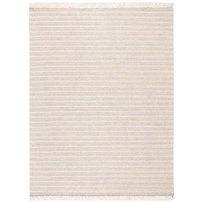 Tapis rayé en laine taupe / ivoire Tausin