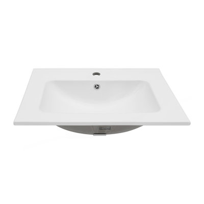 24"x19.7" White Rectangular Single Vanity Top with 1 Faucet Hole and Overflow(Sink Only)