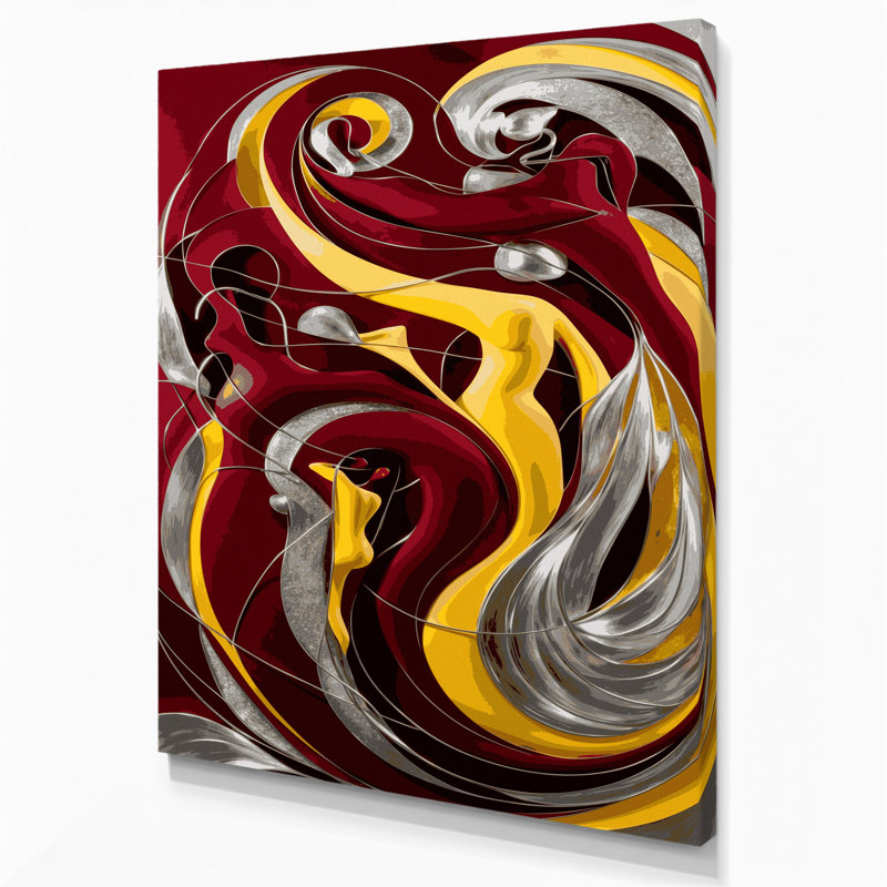 Art mural abstrait sur toile rouge figuratif, H 14 po x l 11 po