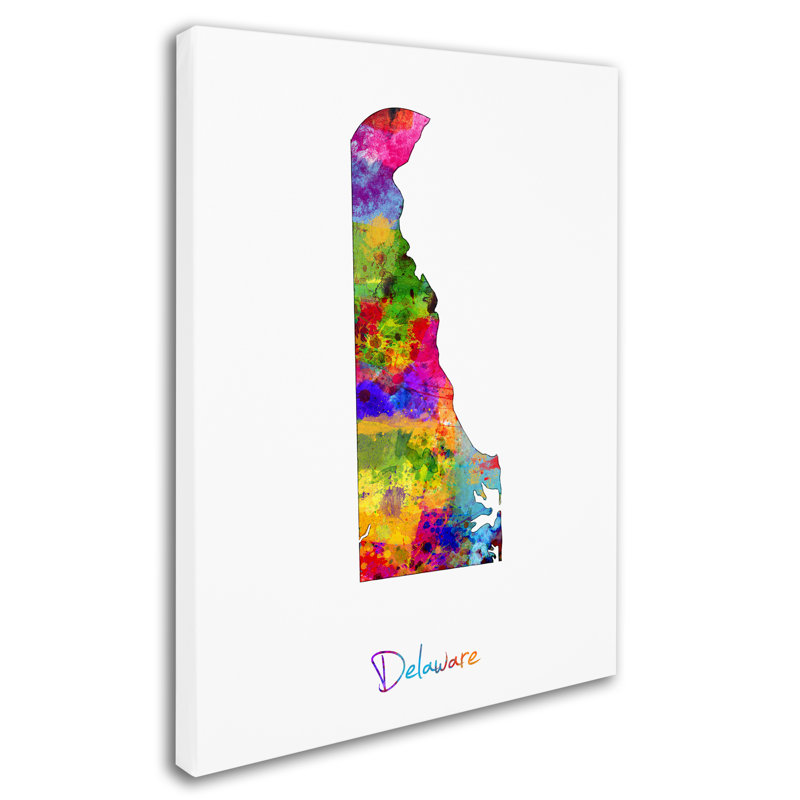 « delaware map », reproduction d’impression sur toile tendue, H 24 po x l 18 po x P 2 po