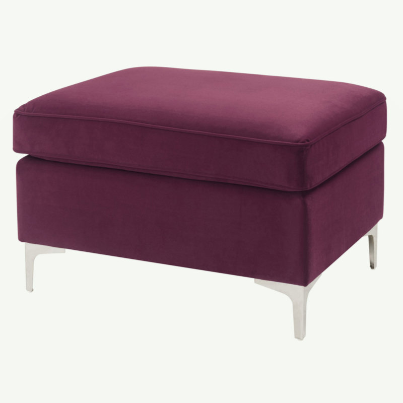 Velvet Rectangle Standard Ottoman, Burgundy Velvet