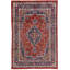 Hand-Knotted High-Quality Red and Blue Area Rug
