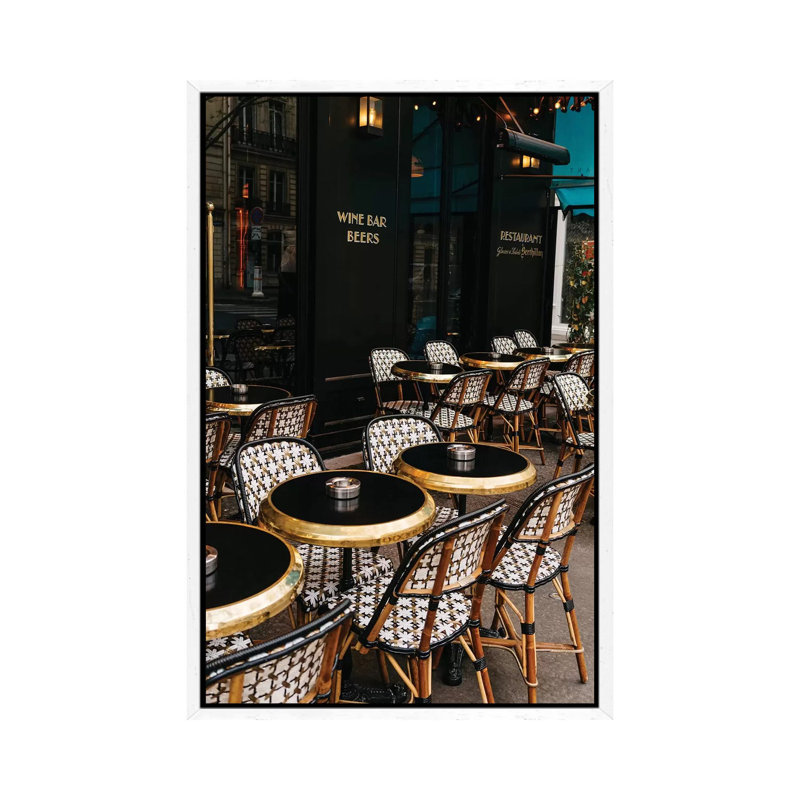 Paris Cafe VIII by Bethany Young - Print on Canvas, 66.04cm H x 45.72cm W x 3.81cm D, White Framed