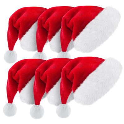 Chapeau de père Noël rouge avec bord pelucheux et doublure confortable pour décorations de fête de Noël Jyvon Santa Hats