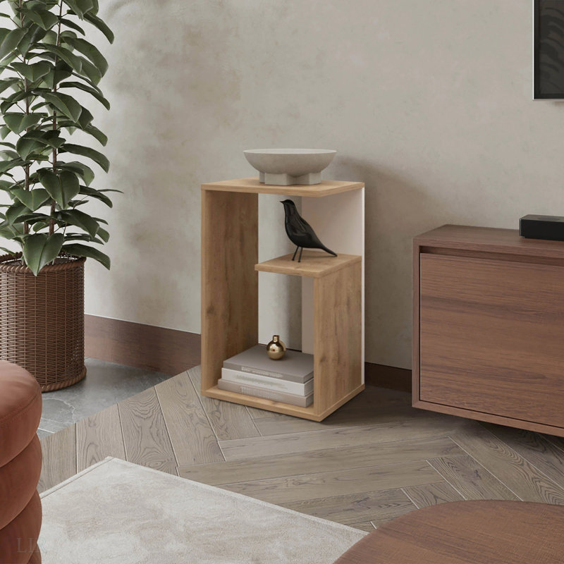 Table d'appoint avec rangement ouvert Macadamia and White