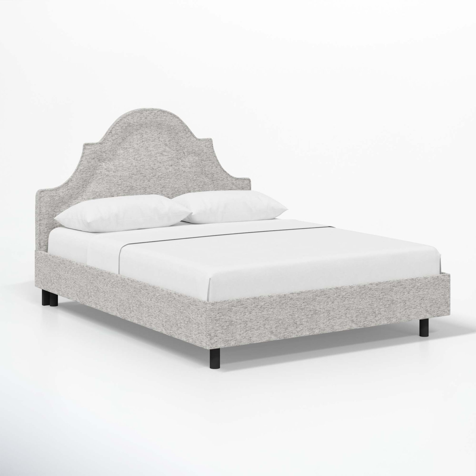 Knipe Upholstered Scalloped Bed, California King, Milsap Spray Sustain® Tweed