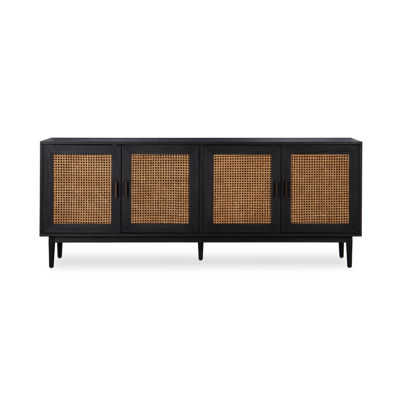 Solid Wood 4 - Door Sideboard, Black