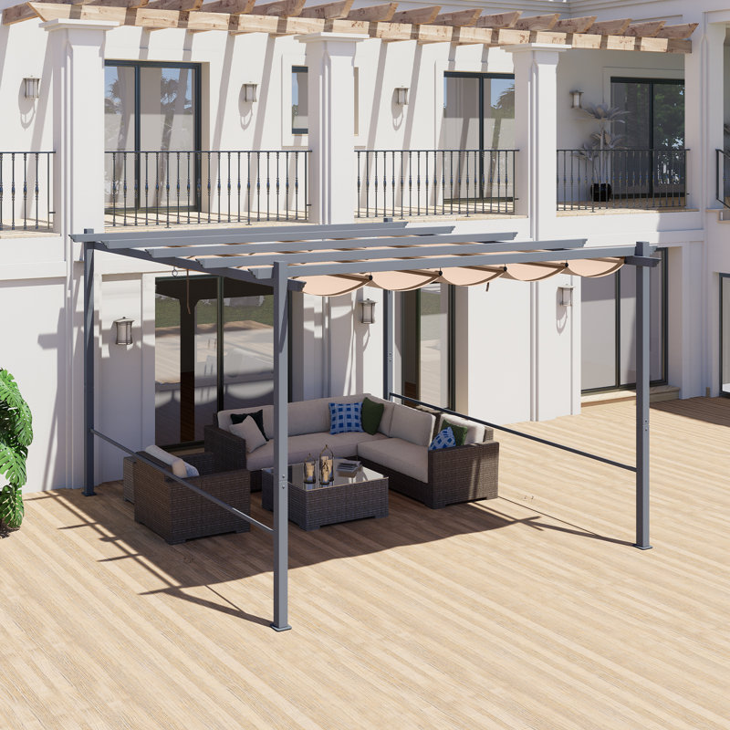 Aoodor Pergola Replacement Canopy, 147.6" W x 123.2" D, Khaki