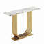 Console étroite moderne 43 po avec plateau en faux marbre et structure en métal doré, table d'appoint mince pour le vestibule