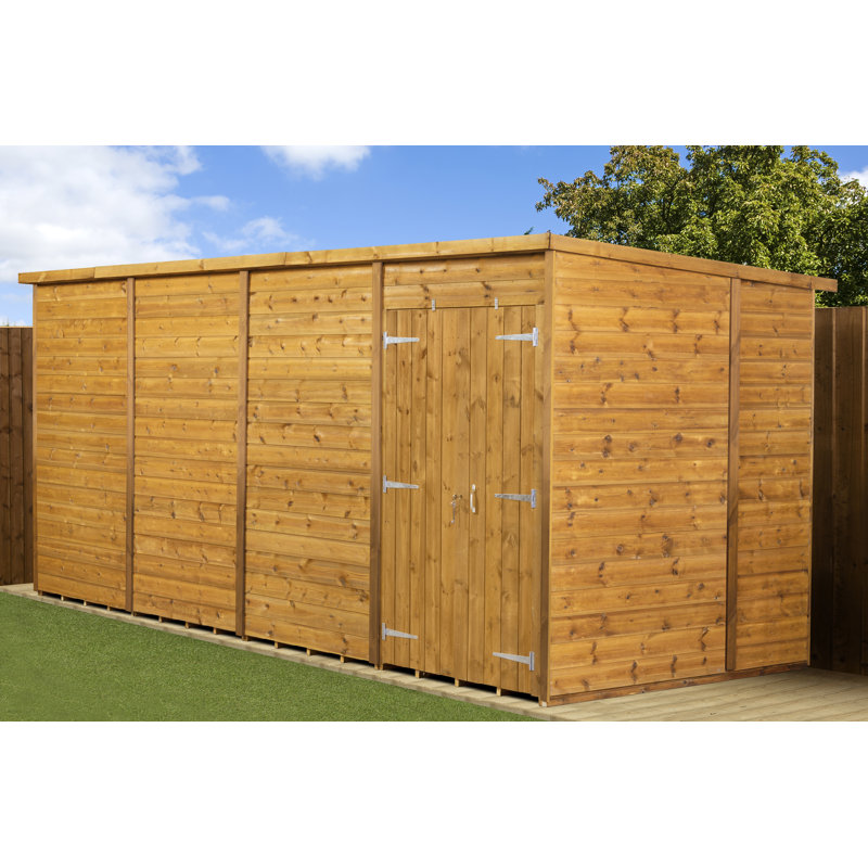 Modular Pent Garden Shed  16X6 No Windows  Double Door