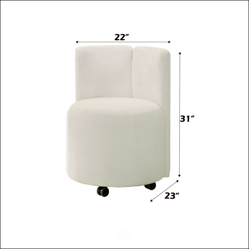 Chaise d'appoint en chenille blanche avec pivot