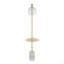 Symbol Contemporary Floor Lamp with Gold Metal Side Table and White Marble Base
