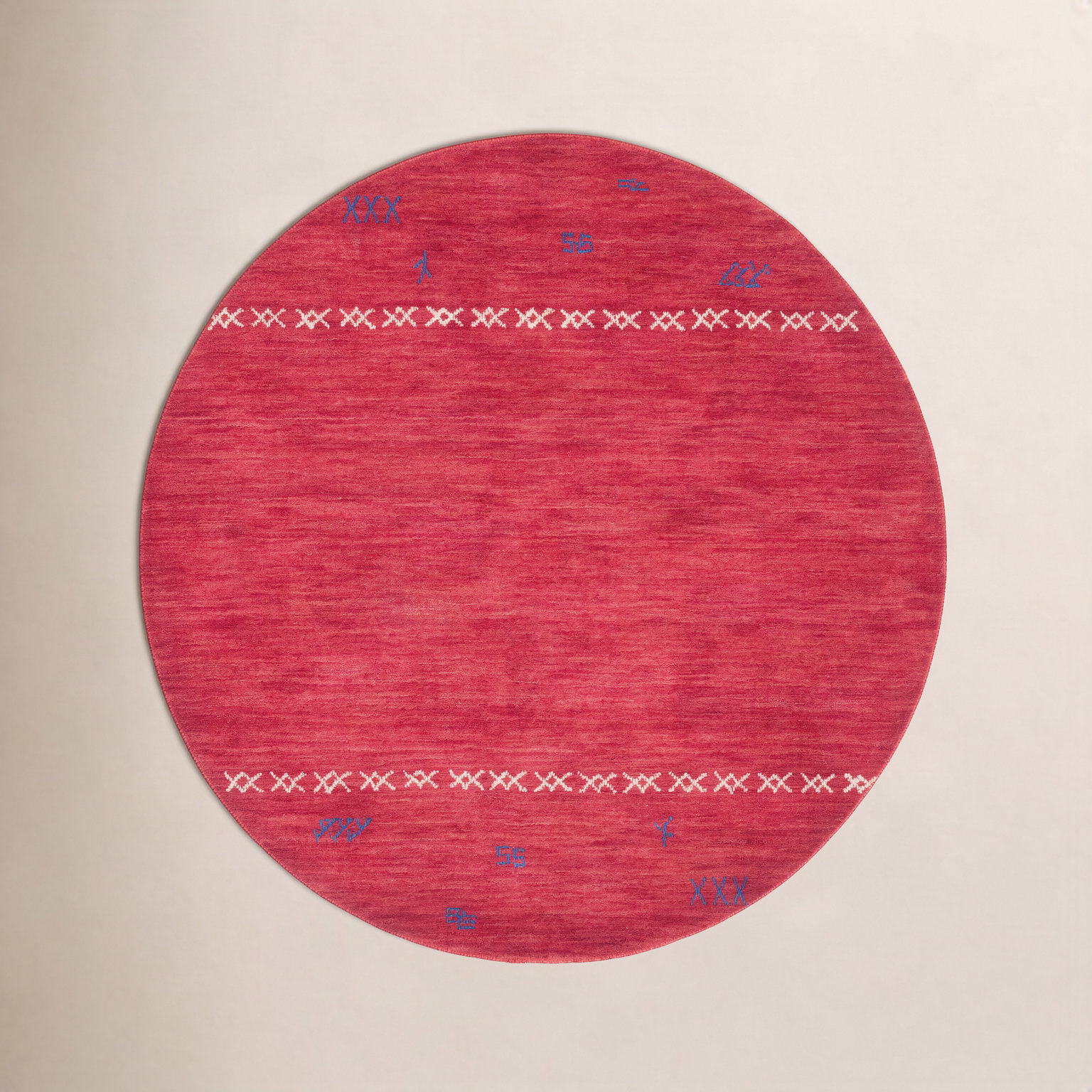 Santiago Red Handmade Wool Geometric Rug, Round 6'