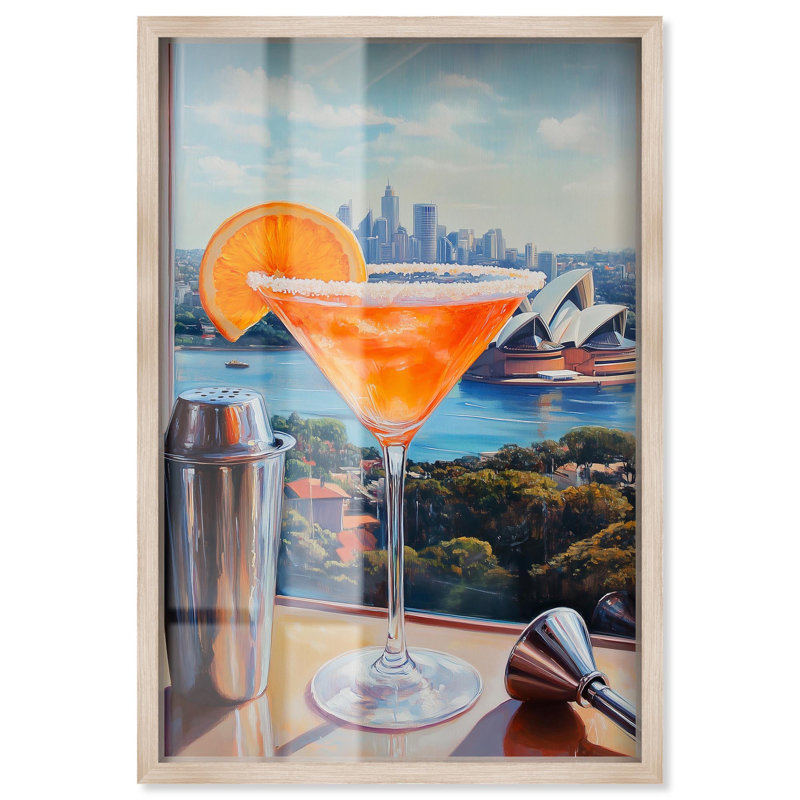«Classy Drink in Australie Shadowbox Print» par Art Remedy, H 16 po x l 11 po, Crème, crème