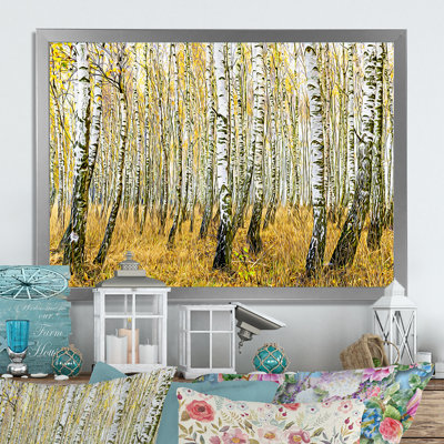 «Autumn Birch Forest Art», reproduction sur toile flottante