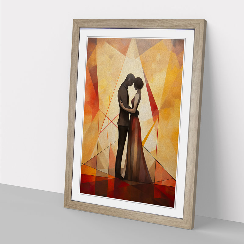 XYZ-FRM-V1223-4386 Lovers Geometric No.2 1 Piece Single Picture Frame Wall Art, 46cm H x 34cm W x 2cm D, Oak