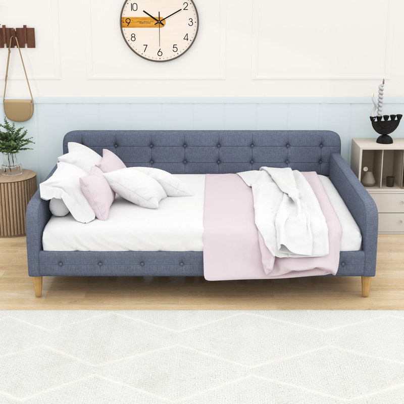 Lit de jour rembourré avec design capitonné, Gris