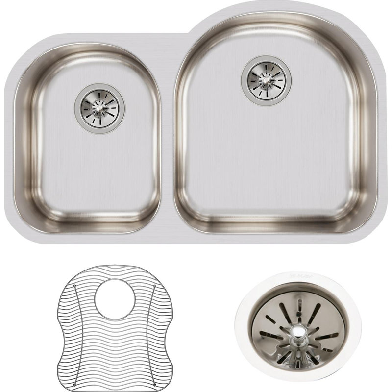Évier de cuisine à double cuve encastrable L 31,25 po x l 20 po Lustertone, Gauche