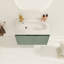 Armoire de salle de bain murale moderne, 30 pouces, fonction de fermeture en douceur, couleur de vague, évier en résine en forme de goutte pour les petites salles de bain
