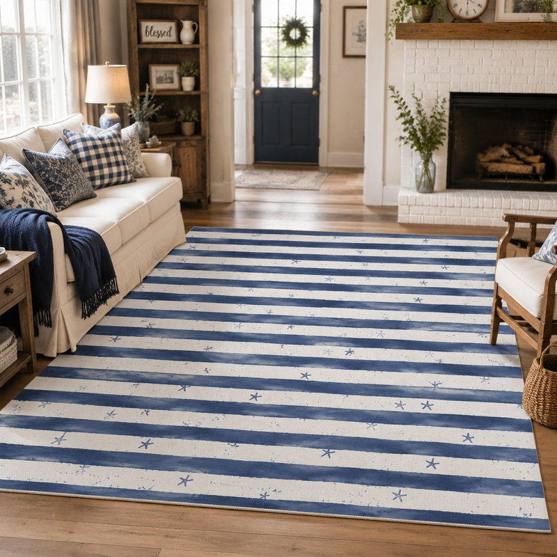 Tapis à motif d'étoile de mer à rayures 1Pcs, W39.4 * L63in * 1 pièces