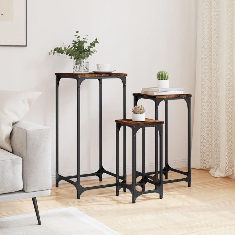 17 Stories Nesting Side Tables 3 Pcs Smoked Oak Engineered Wood
