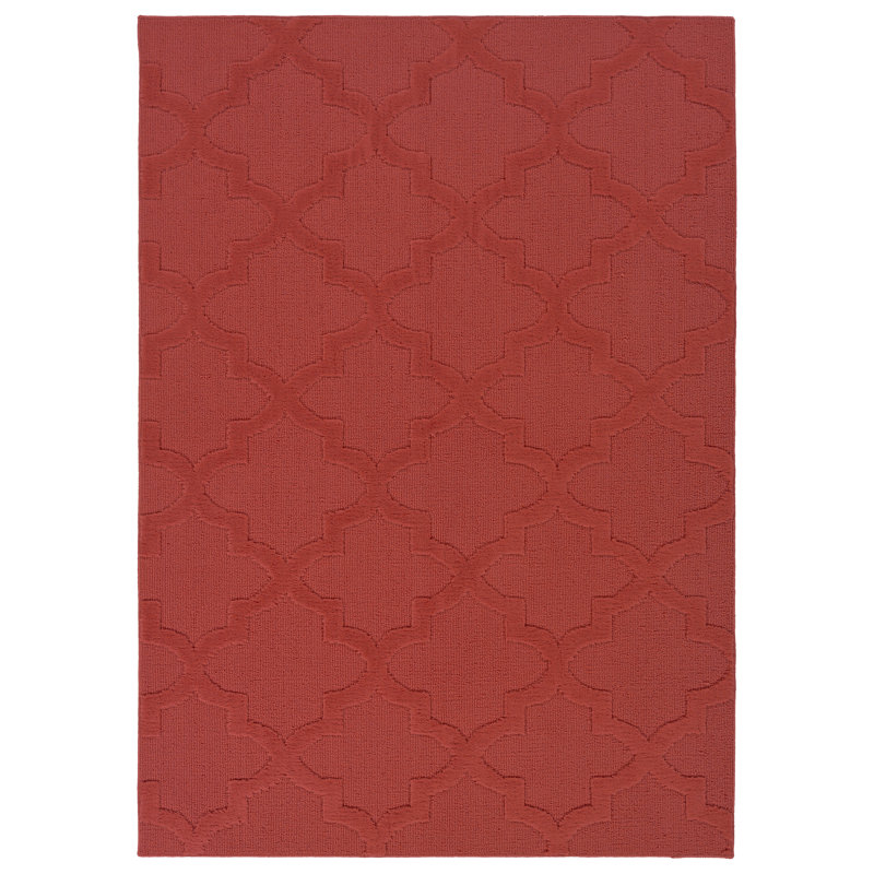 Tapis rouge touffeté à motif géométrique Nasturtium, Rectangle 6 pi x 9 pi