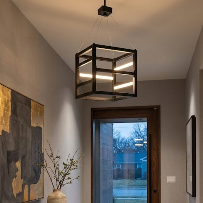 Luminaire suspendu carré à 1 lumière DEL, H 12 po x l 12 po x P 12 po