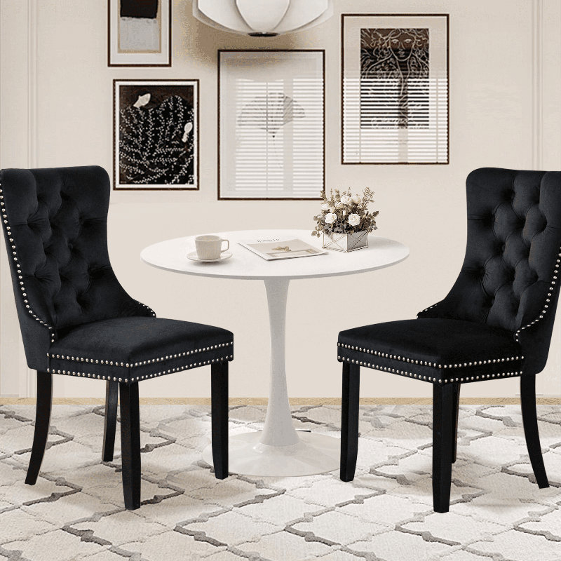 Ensemble de table de salle à manger Aya-Rose, Blanc, Noir, noir, noir, noir