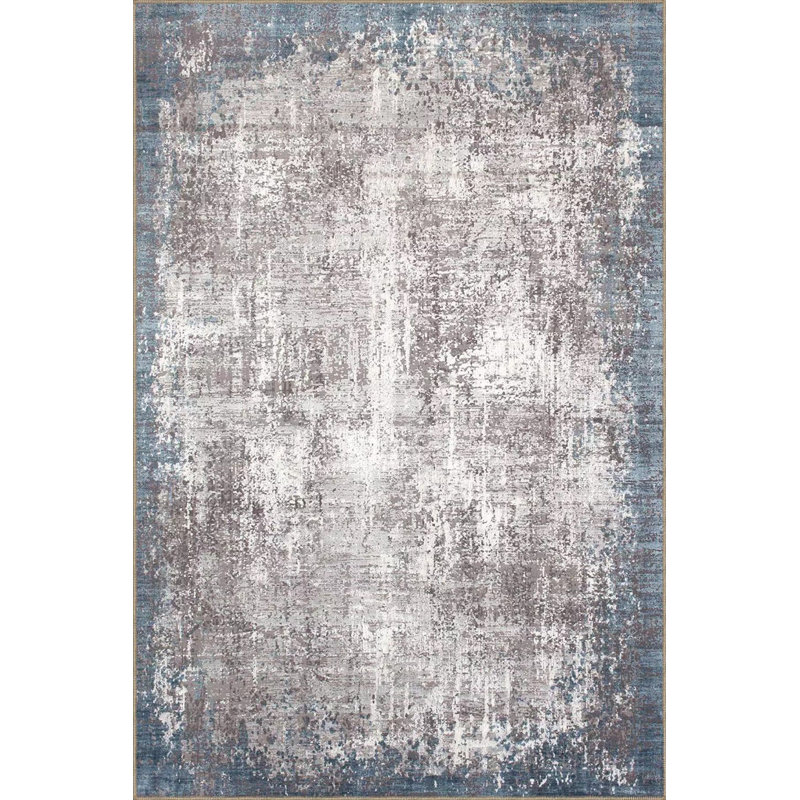 Tapis décoratif gris traditionnel lavable, Tapis de couloir 2 pi 6 po x 9 pi 10 po inclus