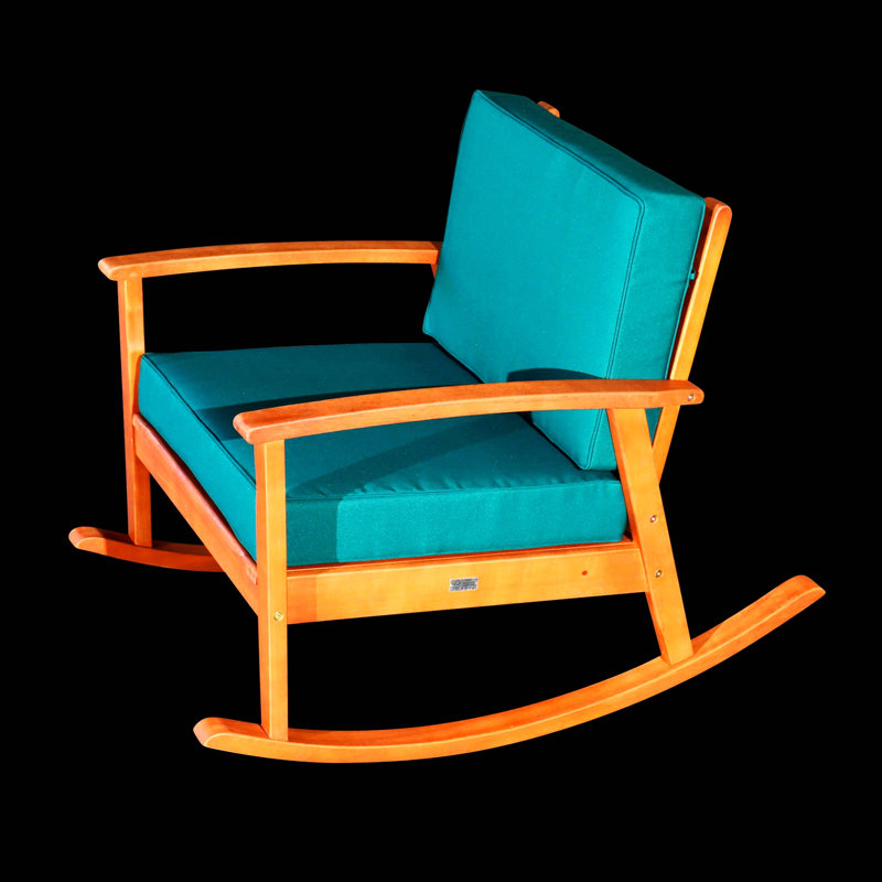 Chaise berçante en bois massif Ingibergur, Naturel, Vert foncé