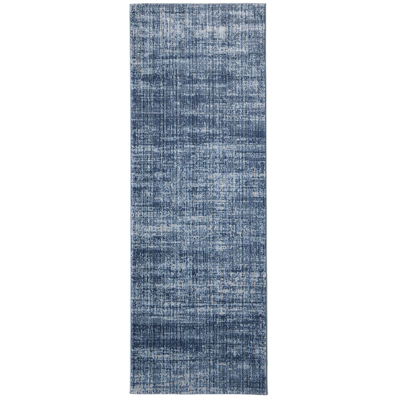 Esser Modern Solid, Accent Rug, Runner 2'6" x 7'3", Blue/Silver