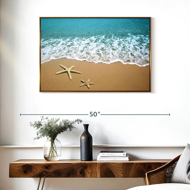 Étoile de mer, Cadre flottant doré, 37 po x 25 po