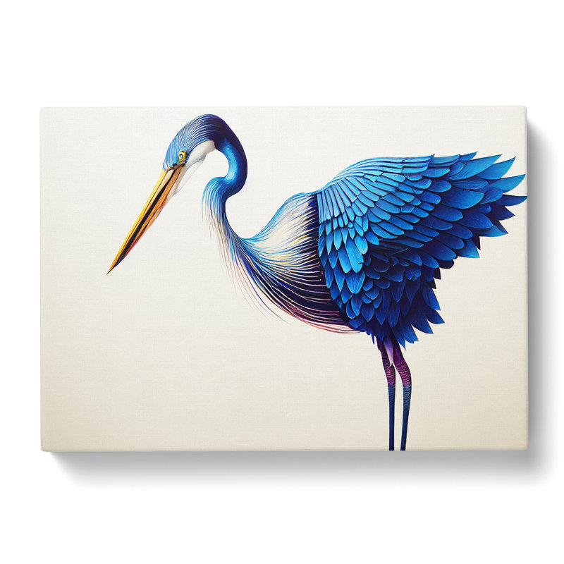 Heavenly Heron Bird - Wrapped Canvas Print, 50cm H x 76cm W x 3cm D