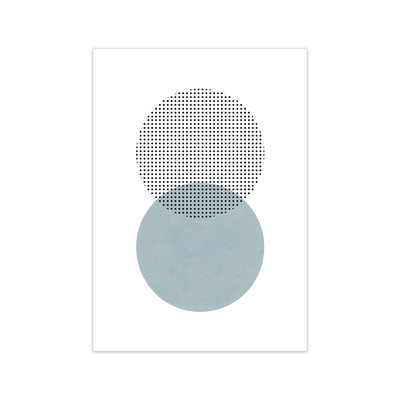 Blue And Black Abstract Circles - Print