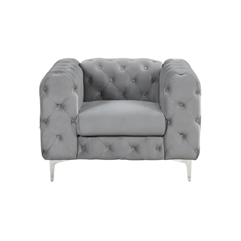 Graford Velvet Armchair, Gray
