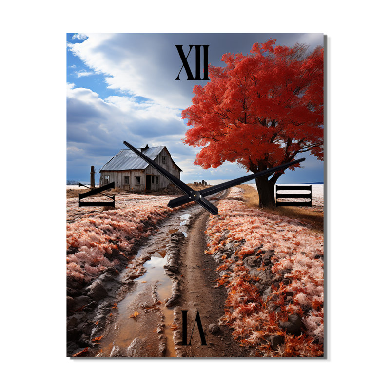 Horloge murale rouge surélevée Rustic Elegance, H 28 po x l 12 po x P 1 po