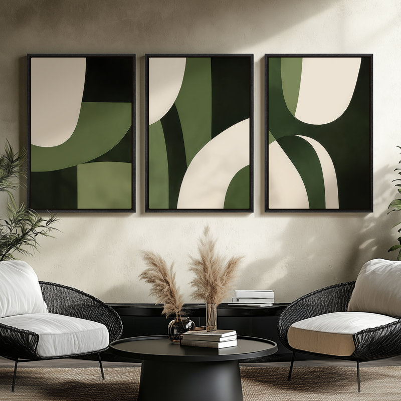 Framed Canvas wall Art, Vintage Abstract Wall pirnts for Bedroom, 36" H x 24" W, Black