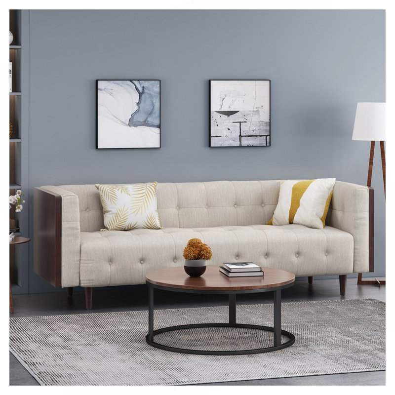 Canapé 3 places (69871.00A _69871.00B), Noyer, Beige