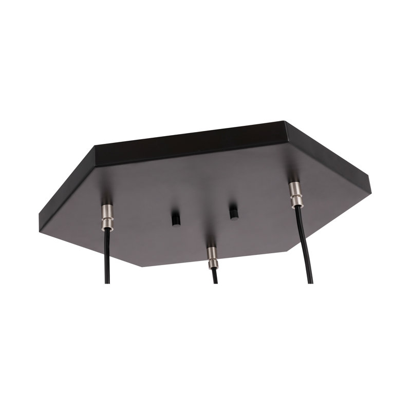 Luminaire suspendu géométrique 3 lumières grappe Luverne, Nickel / noir