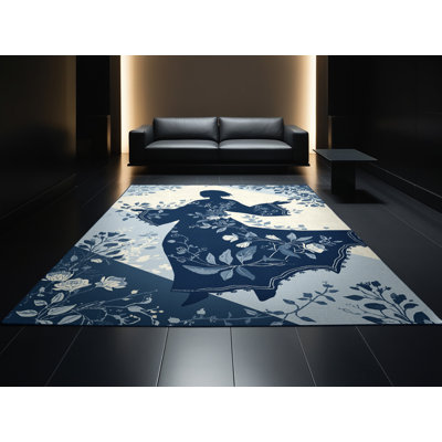 Tapis gris doux moelleux à motif floral Barclay