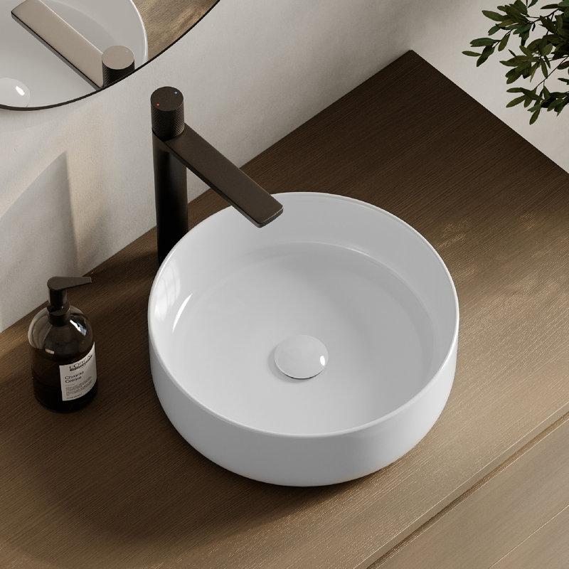 14.12W White Round Vessel Sink