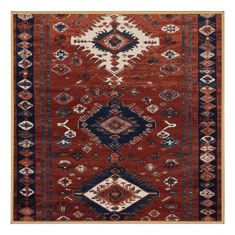Tapis brun turc lavable à la machine, Carré 5 pi