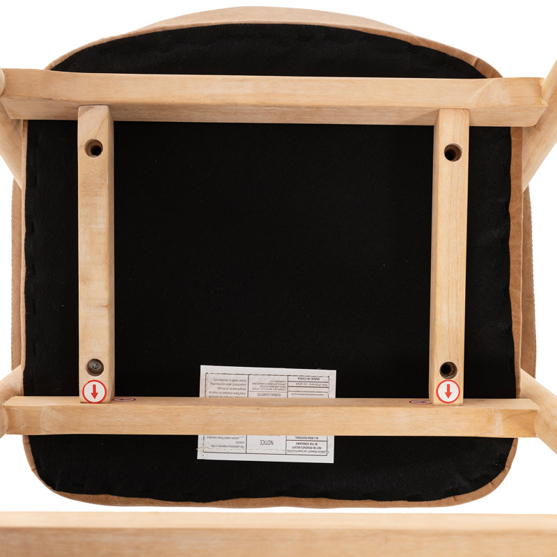 Tabouret de bar contemporain rembourré avec pieds en bois et dossier incurvé, Brun
