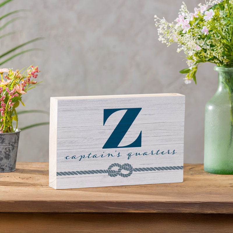 Coastal Wooden Plock Monogram Captain 12x8" Z