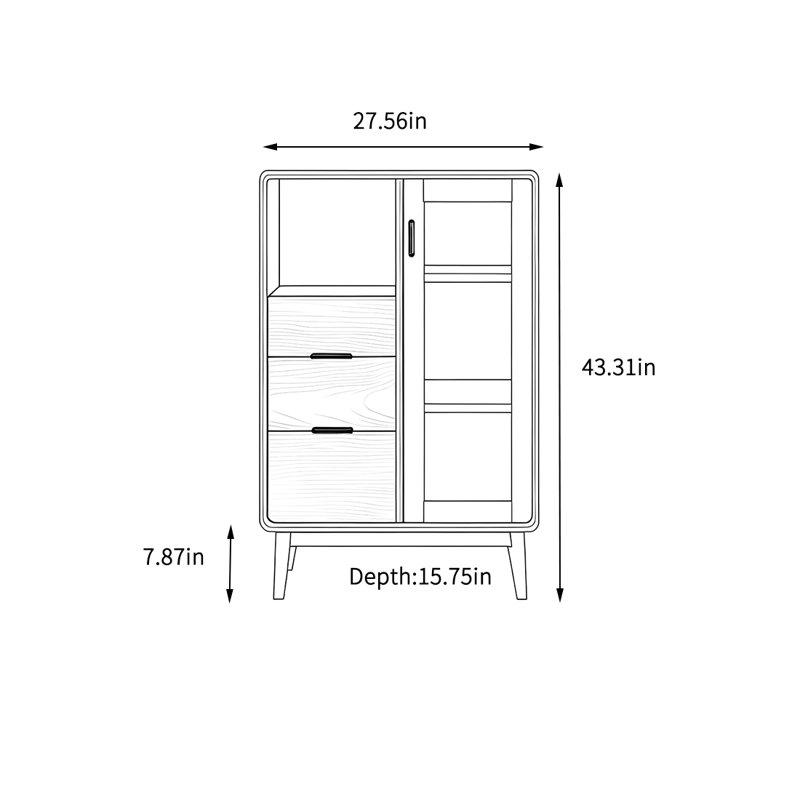 Armoire de salon, H 27,56 po x l 43,31 po x P 15,75 po