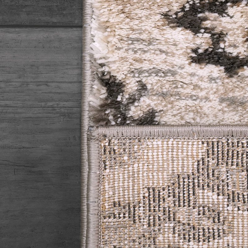 Floral Area Rug in Grey/Beige, Rectangle 6'7" x 9'6"