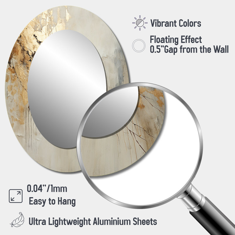 Miroir mural beige et or, 40 po x 30 po